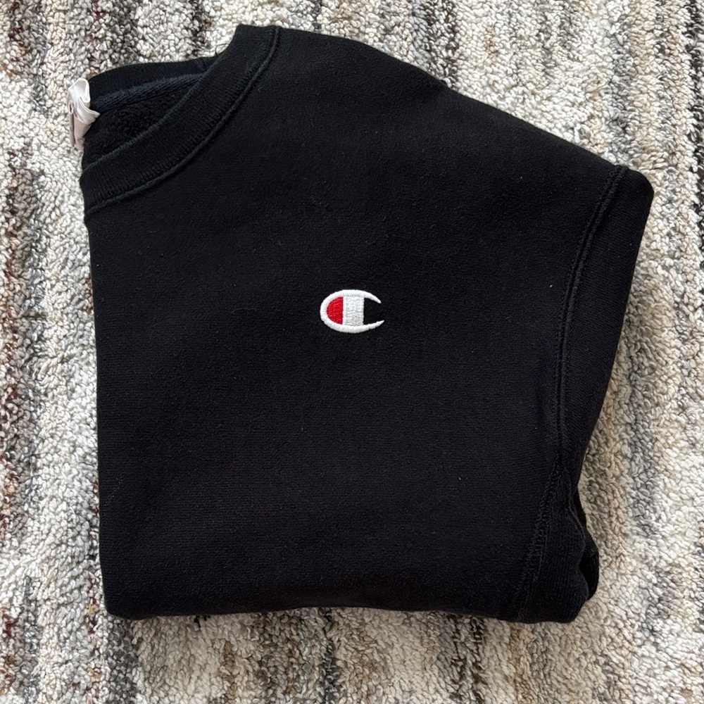 Champion Black Crewneck with Logo
